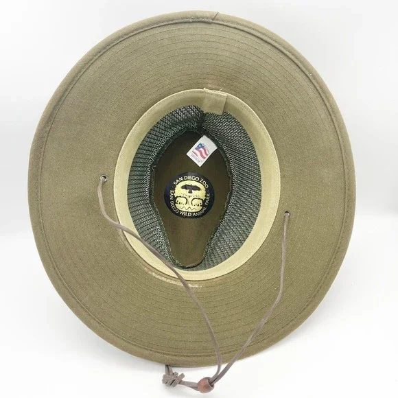 San Diego Zoo Wild Animal‎ Park Safari Hat Tan Khaki Size Medium Made In USA - Picture 6 of 10